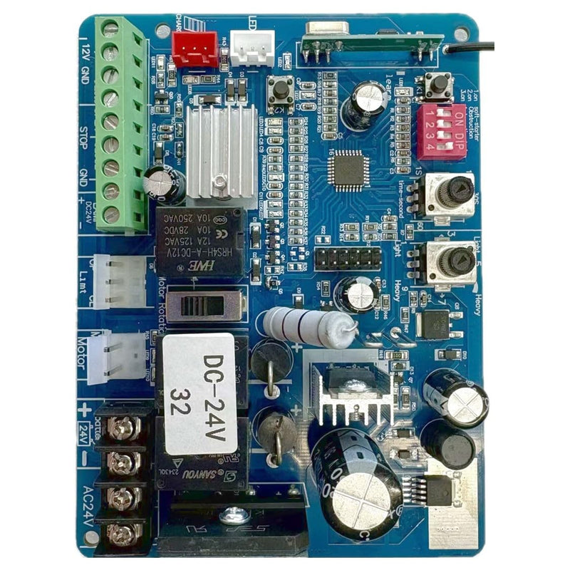 Replacement Control Board ONLY for Blütezeit DC24V Sliding Gate Openers, Version 3 PCB (24-bit/32-bit) Compatible with ME-GO-600 Series Chain & Rack Drive Motors (Confirm Version Before Purchase) V3 PCB for DC Motor