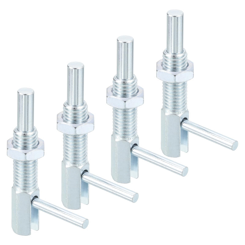 uxcell 4 Pcs Retractable Indexing Plunger Pin, M12 l Spring Plunger Carbon Steel Spring Loaded Latch Telescopic Locking Pin with Nut for Machinery Shipbuilding