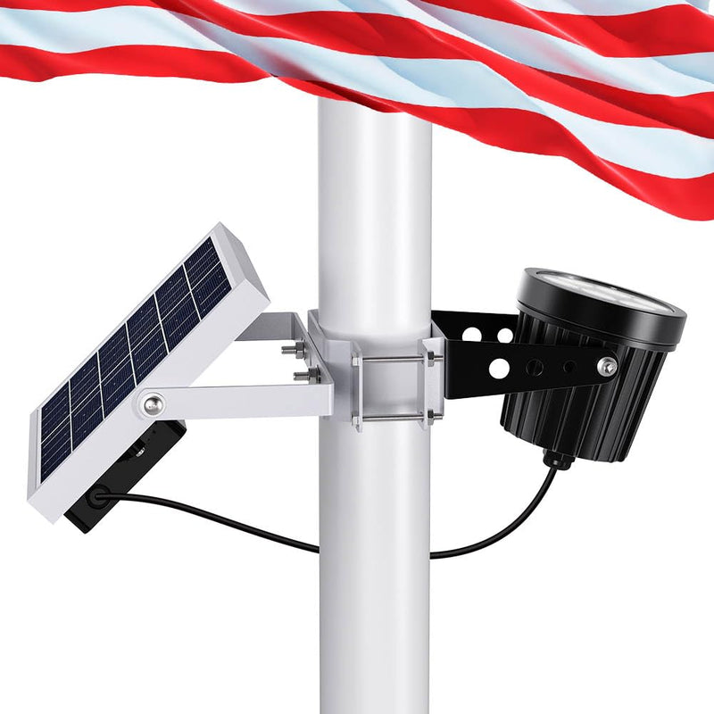 Solar Flag Pole Light, Flagpole Light Solar Powered Outdoor Bright LED 6000K Dusk to Dawn IP65 Waterproof with Bracket Clamp Fits 1.4-3” Pole Mount and Stakes for Ground Wall Mounting 4 Volts