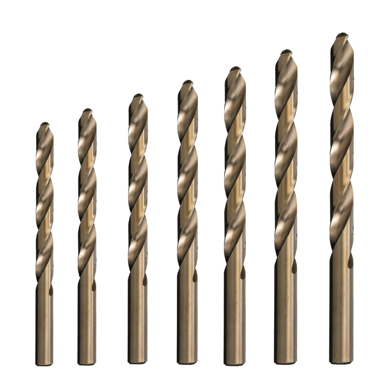 Drill America 7 Piece Cobalt Drill Bit Set, Plastic Pouch Case, DWDCO Series 7 Piece Sample Kit