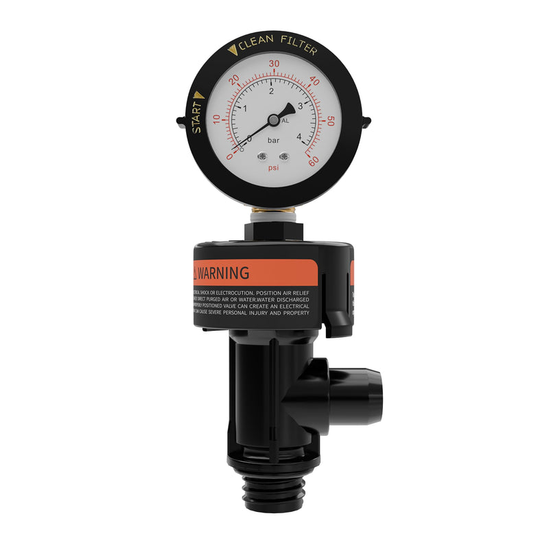 98209800 Includes 98209803 High Flow Air Relief Valve, Pressure Gauge 190058 Replacement for Quad DE, FNS, SMBW2000, 4000 Series – Pre-Installed Teflon Tape – 1-Pack 98209800 - Air Relief & Gauge Replacement