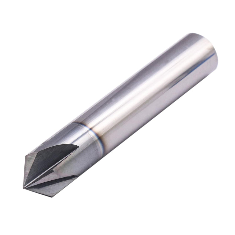 4 Flute 90° Solid Carbide Chamfer End Mill(1Pc, 1/2"), AlTiN Coated | 90° Chamfer Angle, 1/2" Shank 3" OAL, Single End, V Groove Router Bit, for Milling Alloy Steel, Carbon Steel, Cast Iron 1/2 in