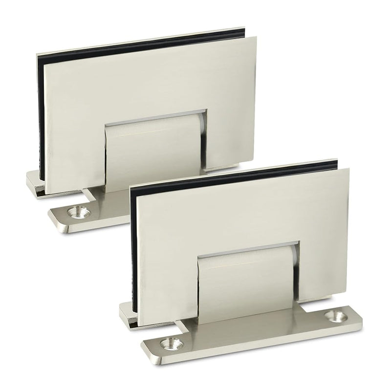 Glass Shower Door Hinges – Frameless Heavy Duty 90 Degree Wall to Glass Replacement Hinge with Mounting Hardware – Bathroom Accessories (Squared, Brushed Nickel)