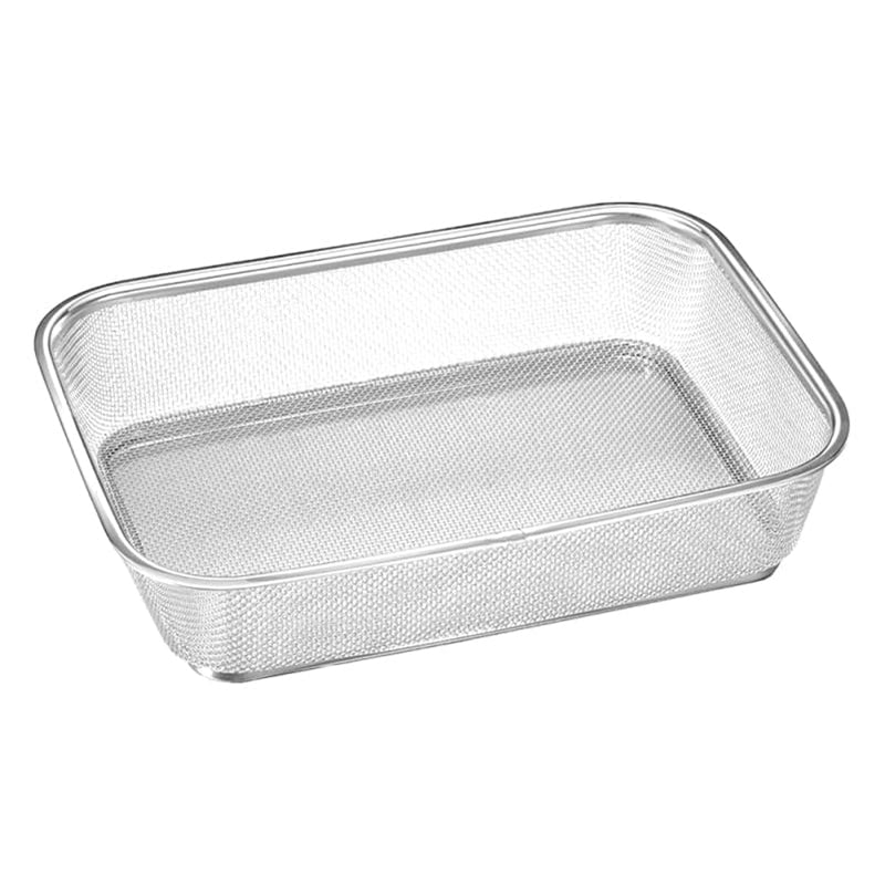 Cabilock Stainless Steel Drain Basket 13.38 X 9.84 X 3.14 Inch Fine Mesh Vegetable Fruit Strainer Kitchen Sink Colander for Food Rinsing and Draining
