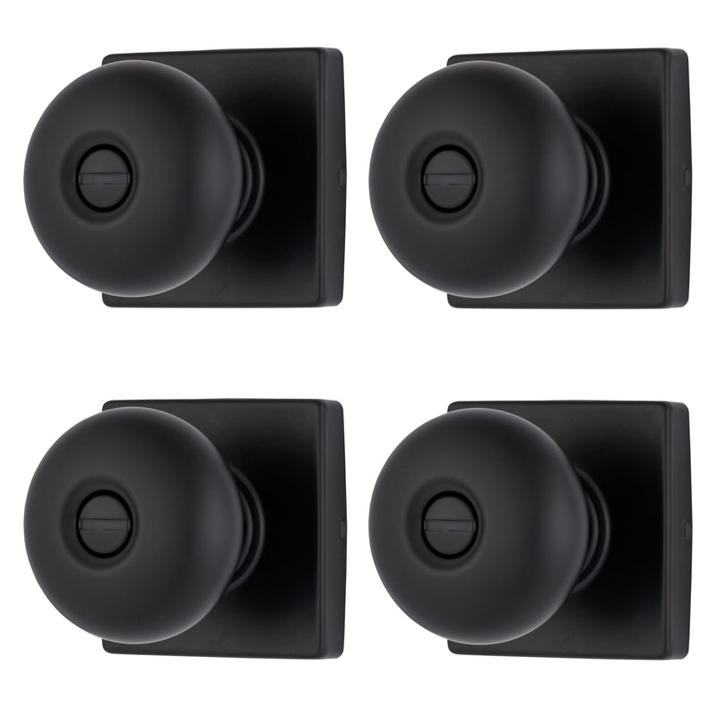 BRINKS – Contemporary Privacy Locking Interior Ball Door Knob, Matte Black - Designed for Sleek and Modern Homes and Blends Seamlessly with Interior Décor (E2436-122) (3 Pack) 3