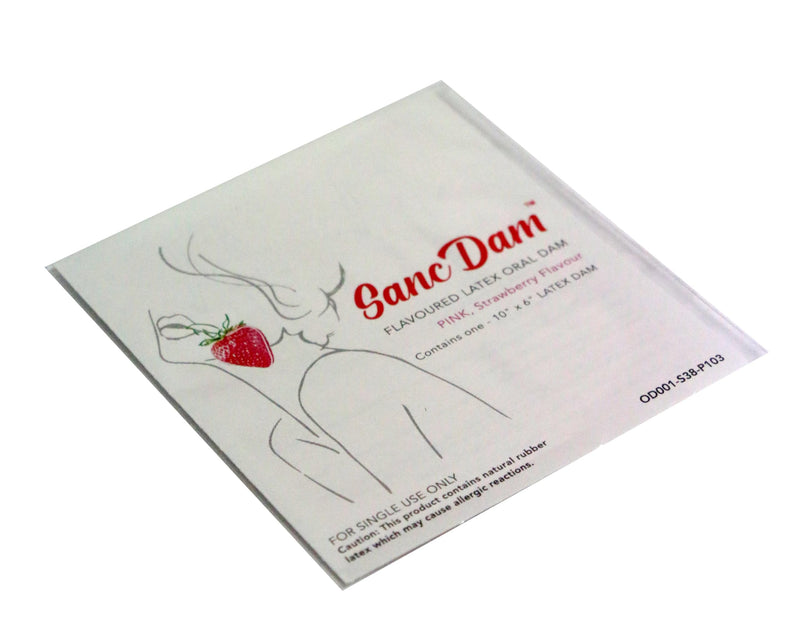 Strawberry 6 Packs SancDam Ultra-Thin 0.07mm Oral Sex Dam Membrane, Men and Women Giving Each Other Oral Sex, Cunnilingus Prop SM Fellatio, Oral Dam Covering for Lesbian Or Couples Sex (Dental Dams)