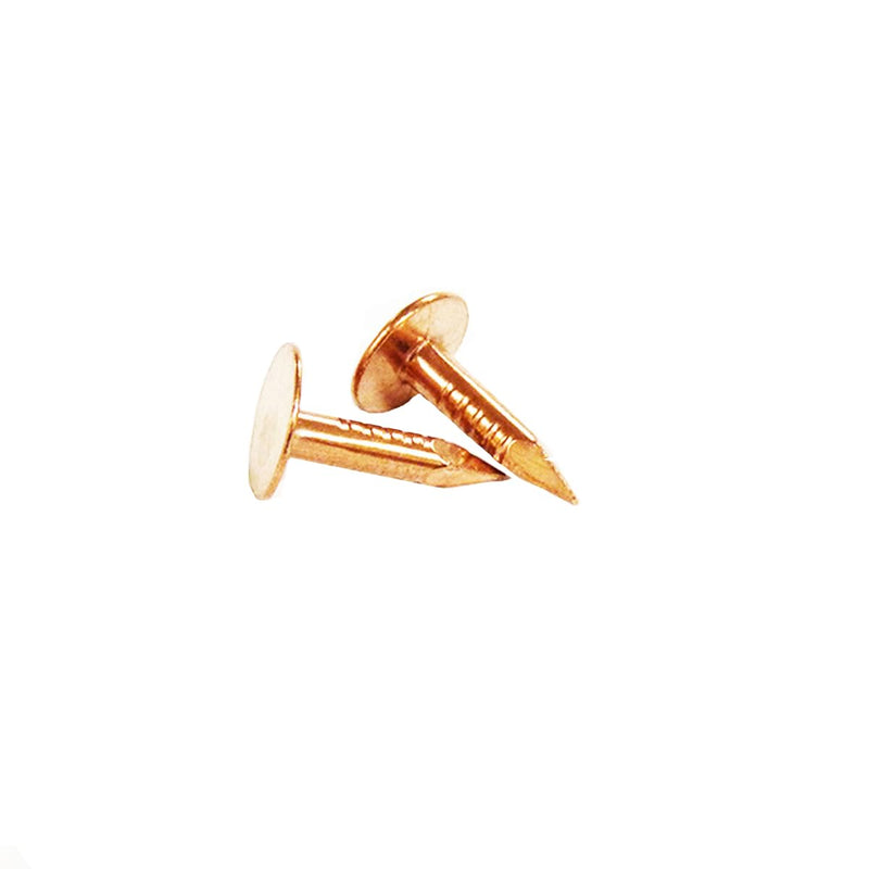 1/2" Solid Copper Roofing Nails, 11 Gauge Smooth Shank, 3/8" Head, Diamond Point, for Slate Roofing, Gutters, Sheet Metal, Decorative Copper, Saddlery, 1 lb (Approx. 385 Nails), Made in USA