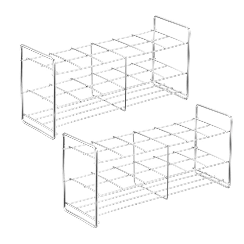 PATIKIL 12 Holes Tube Rack, 2Pcs 27mm Square Hole 304 Stainless Steel 3 Layer Tube Holder Stand with Handle Suitable for 27mm Dia Tube for Lab Scientific Experiments 2