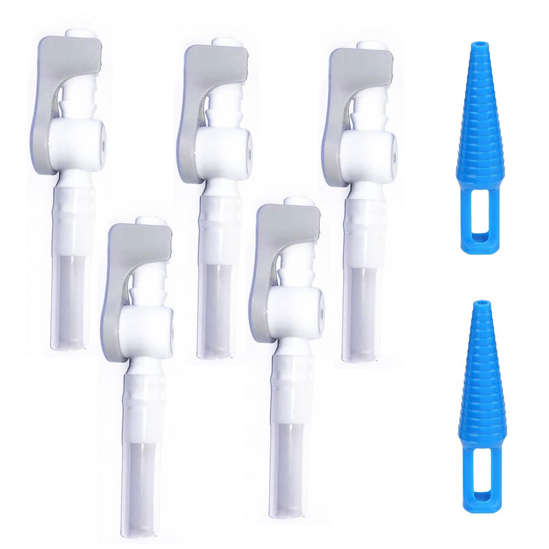 Urine Drainage Catheter Valves (5 Pack) and Two Catheter Plugs- Easy to Use Lever Tap and Tubing for Optimal Urine Drainage Comfort -