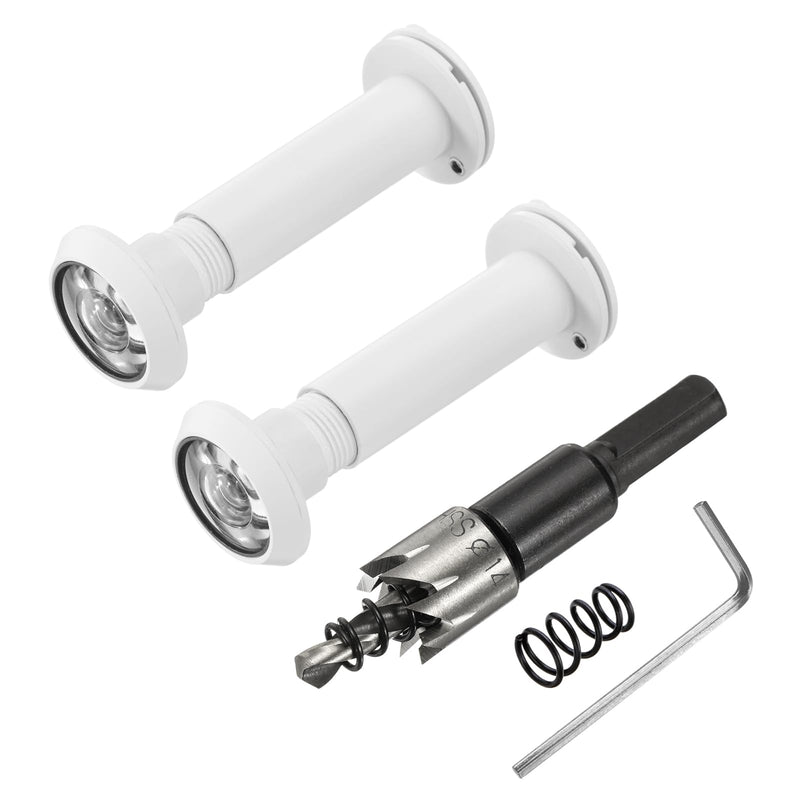 PATIKIL 9/16" Door Viewer Peephole, 2 Pcs Copper Privacy Door Viewer with Privacy Cover, 180-Degree Fits 2-3/16" to 3-3/4" Door with 14mm/0.55" Drill Bit for Security, White