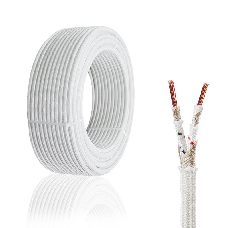 14 Gauge 2 Conductor High Temperature Wire 25Ft, -76-932 ℉ 14 AWG Mica Fiberglass 2 Core Copper Wire Insulated Heat Resistant High Temp Flexible Cable for Lamp Boiler Heater Kiln 14AWG-2C
