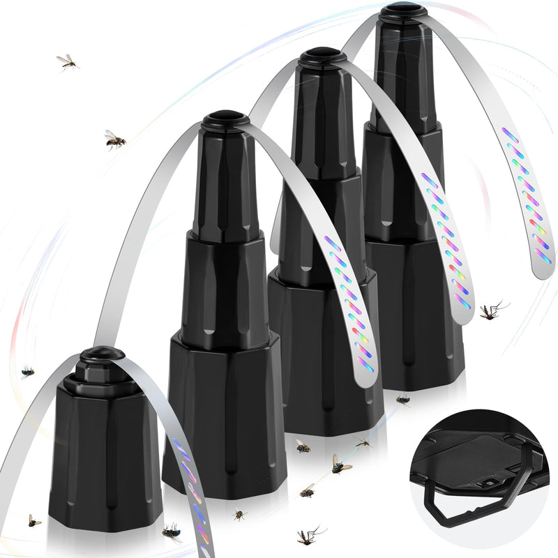 Fly Fans for Tables, Bug Fans with Holographic Blades 4 Pack Black