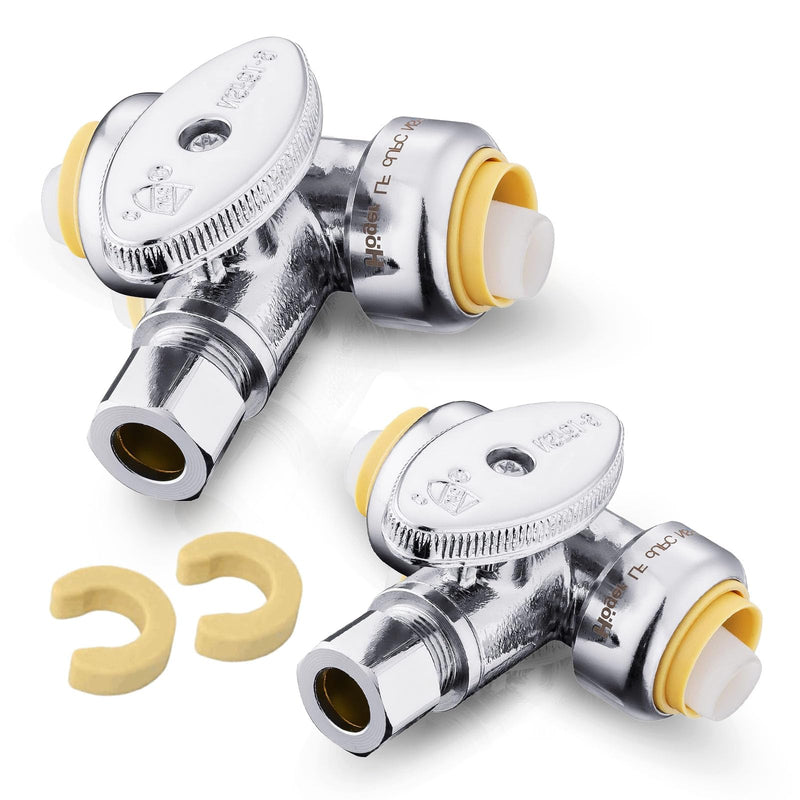 2P Seelink 1/2" Push x 1/2" Push x 3/8" OD Tee Stop Valve(PF-VALVE042-2) 2 1/2"PFx1/2"PFx3/8"OD
