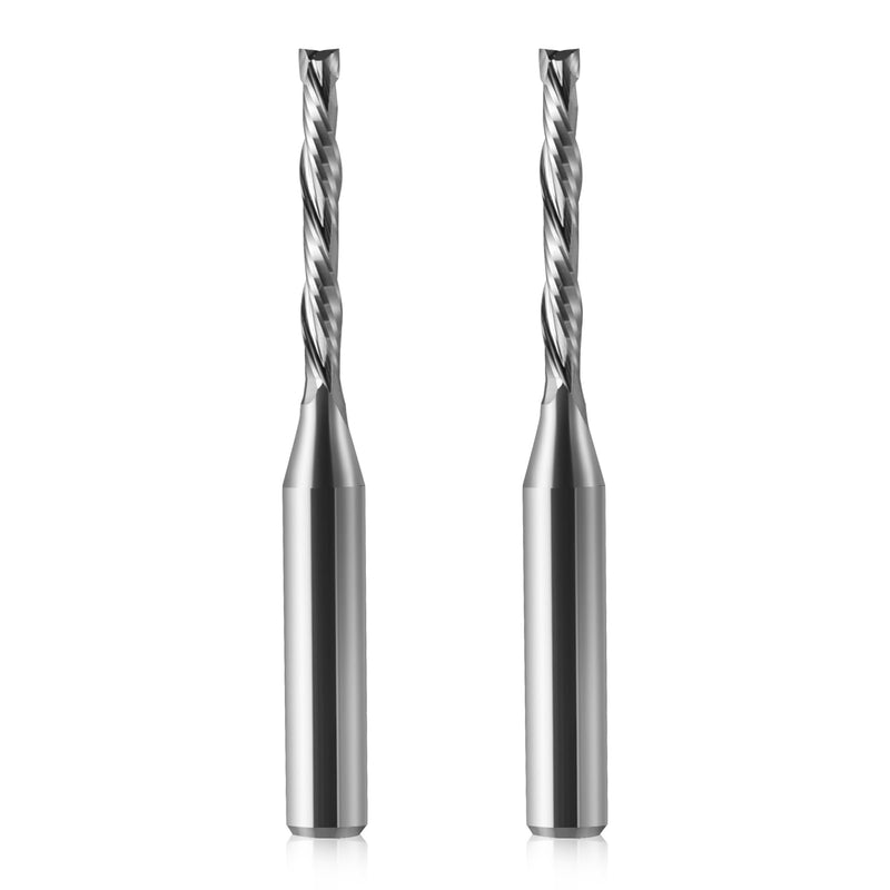 2 Pack Compression Spiral Router Bit 1/4 Inch Shank 1/8 Inch Cutting Dia. Upcut and Downcut CNC Router Bit Solid Carbide, Ideal for Wood Cutting, Slot Mortise, Engraving 2