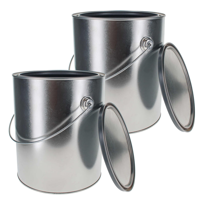 Master Elite 1 Gallon Lined Empty Metal Paint Can Bucket with Lids, 2-Pack