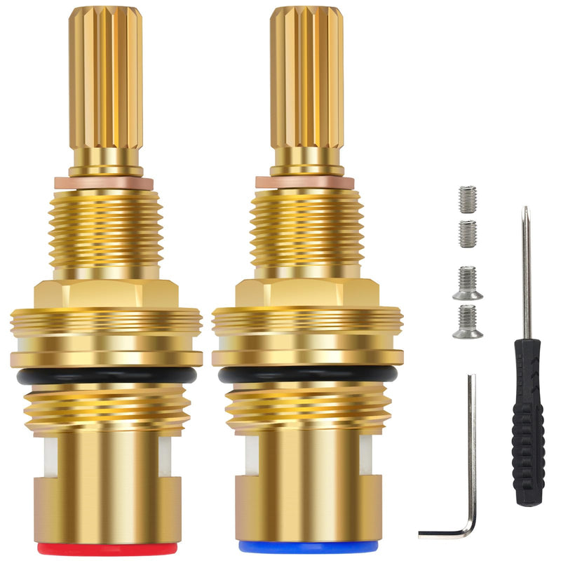 Brass 1-001 & Brass 1-002 Ceramic Valve Cartridge Set, Replacement Hot Widespread Cartridge and Cold Widespread Faucet Cartridge Replacement Brass 1-001 & 1-002