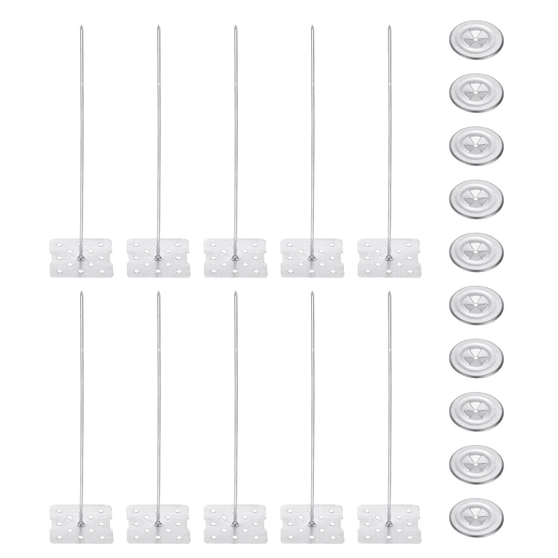 PATIKIL 150mm Perforated Insulation Pins with Round Washer,50 Sets 2in Insulating Nails Wall Plug for Fixing Foam Boards to Wall or Ceiling