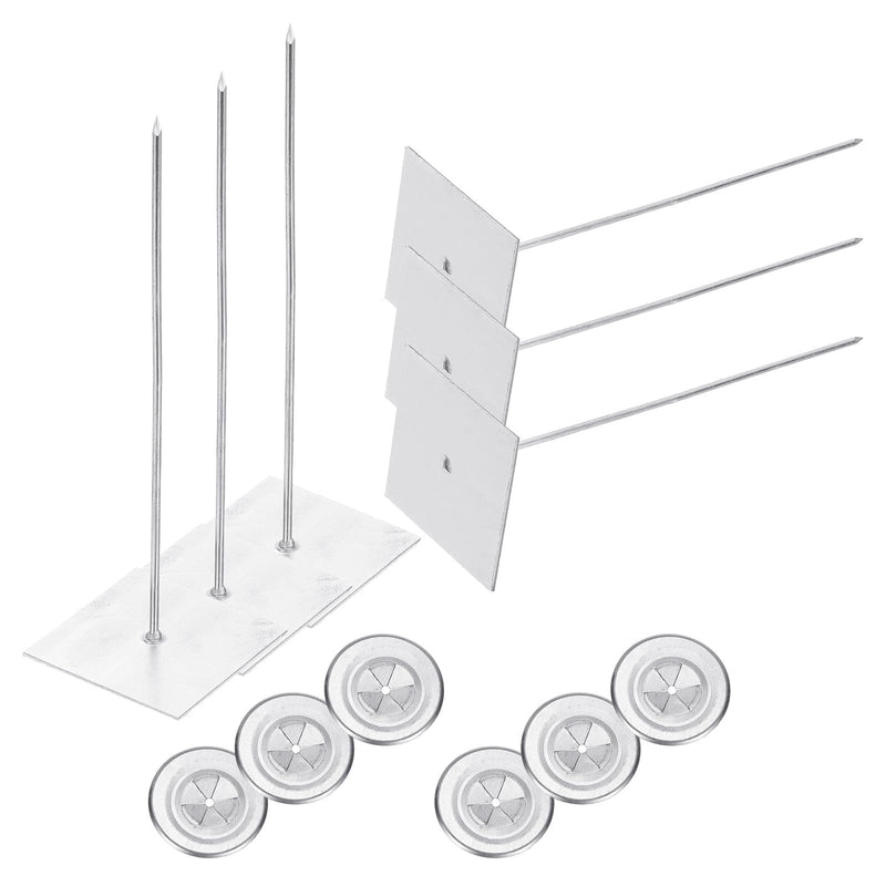 PATIKIL 150mm Self Stick Insulation Pins, 50Sets 2in Self Locking Washers Aluminum Insulation Hangers Cap Round Washers for Foam Board Wall Floor Ceiling