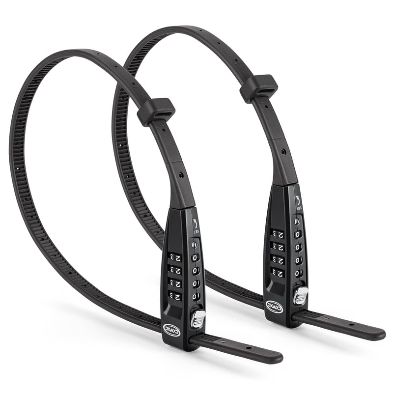 CXWXC Zip Tie Lock - 4-Digit Combo Cable Locks for Bike Motorcycle Helmet, Skateboard, Skis, Snowboard, Stroller & Cabinet - Ideal for Lightweight Security (2PC - Black, 45CM) 2PC - Black
