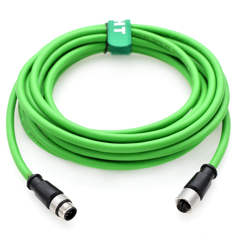 Cable for Industrial Control Automation IO Link Fieldbus NMEA2000 Sensor Device Network CAN Bus, M12 5 Pin, 60V 2A, CAT6, Shielded, Waterproof, Green, 4M