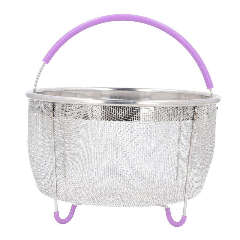 Steamer Basket, Mesh Steaming Basket Stainless Steel Strainer and Insert with Handle, for 6Qt Instant Pots Accessories, IP Insta Pots, Instapot Purple(21x13.5cm)