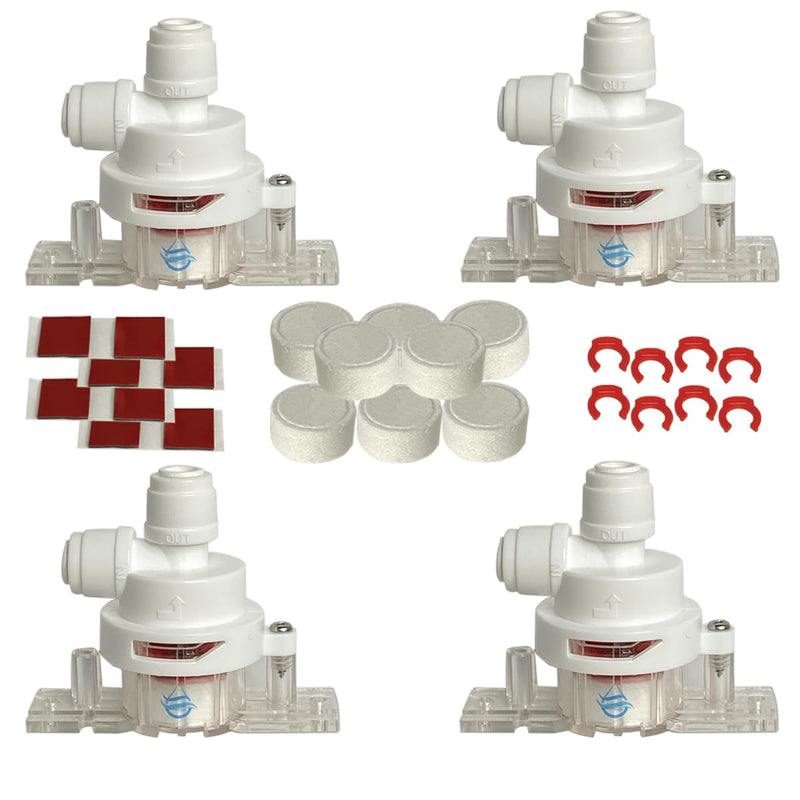 Leak Stop Valve, Individually Packed, Water Guard+ Water Leak Protection Valve, For Reverse Osmosis, Under Sink, or 1/4" Plumbed System, Mechanical Auto Shut Off Device in The Event of A Leak (4 Pack) 4 Pack