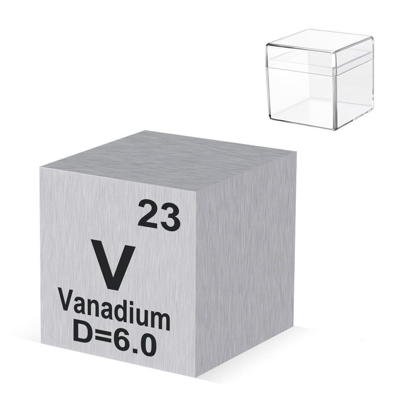 0.39" Vanadium Metal Element Cube 10MM Density Cubes 99.9% High Purity, Periodic Table of Elements Collection for Element Collections Hobbies, Pure Vanadium Cube(V 0.39 Inch) 0.39in