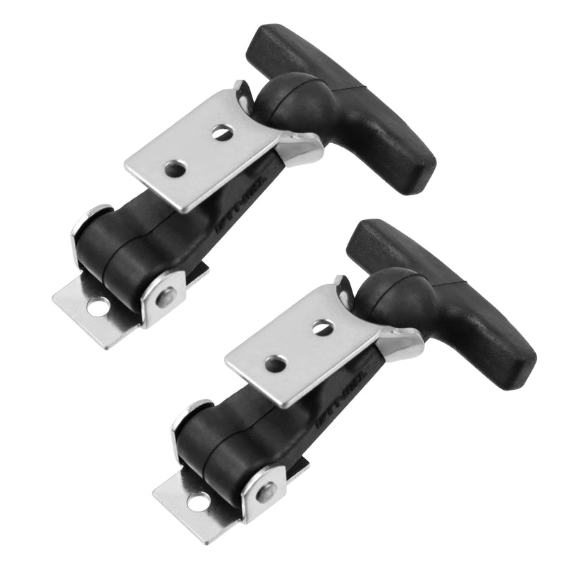 Coshar 2Pcs Stainless Steel Flexible Drawer Latches Rubber Flexible T-Handle Hasp Draw Latch with Brackets for Tool Cabinet,Hood or Vehicle Engine 2.4 inch