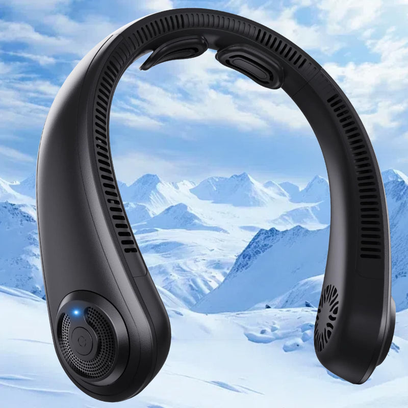 Neck Fan - Portable Neck Fan with Neck Support, 5 Speeds, All Around Airflow, Hand-free Bladeless Personal Cooling Fans, Rechargeable Wearable Fan for Outdoor and Indoor, Festival Gifts for Men Women Black