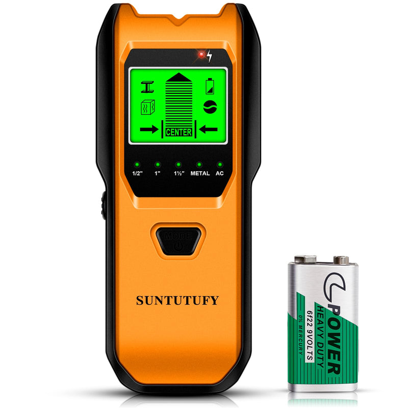 Stud Finder Wall Scanner - 5 in 1 Electronic Stud Detector with Upgraded Smart Sensor, Audio Alarm and HD LCD Display for the Center and Edge of Wood, AC Wire, Metal and Studs Detection (Amber)