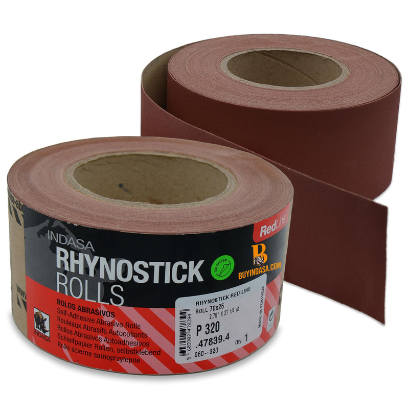 Indasa 2.75" PSA Sandpaper Roll - 27 Yard Rhynostick 600-Grit Long Continuous Roll, Self-Adhesive Stickyback Sand Paper for Woodworking, Automotive, Metal (Aluminum Oxide Plus Lubricant) 600-Grit Aluminum Oxide Plus Lubricant