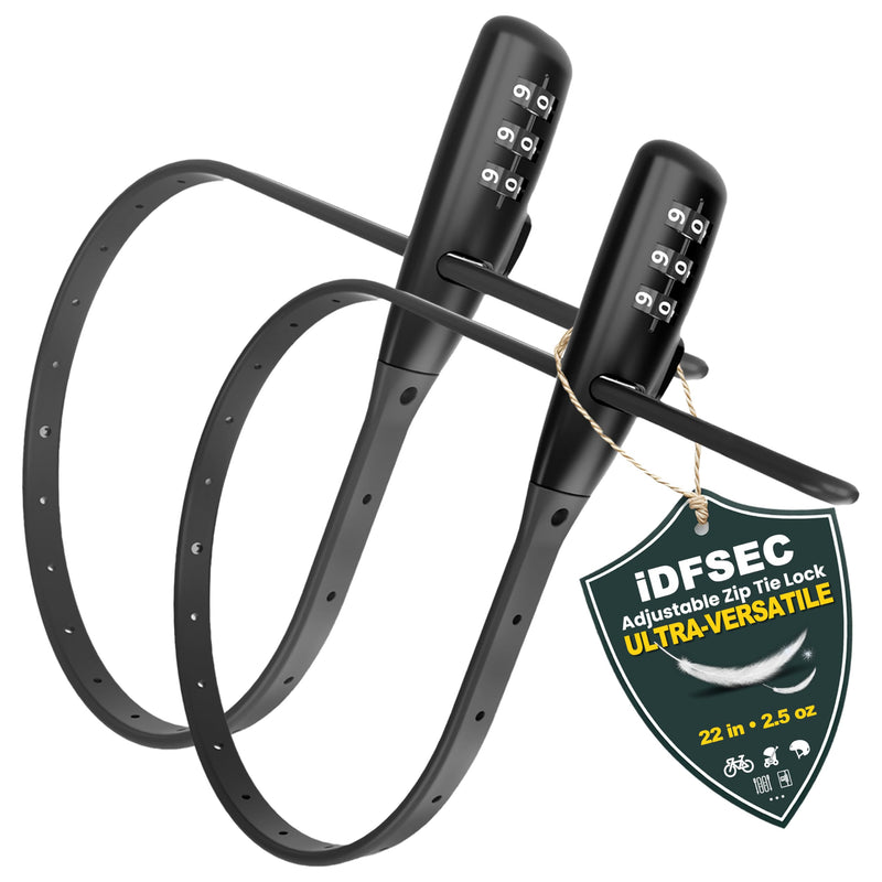 Zip Tie Bike Lock, Adjustable Cable Lock with Stainless Steel Core - Multi-Purpose Cable Lock for Securing Bike Rack, Helmets, Skis, Snowboards, Gates (2/Pack, Black) 2/pack