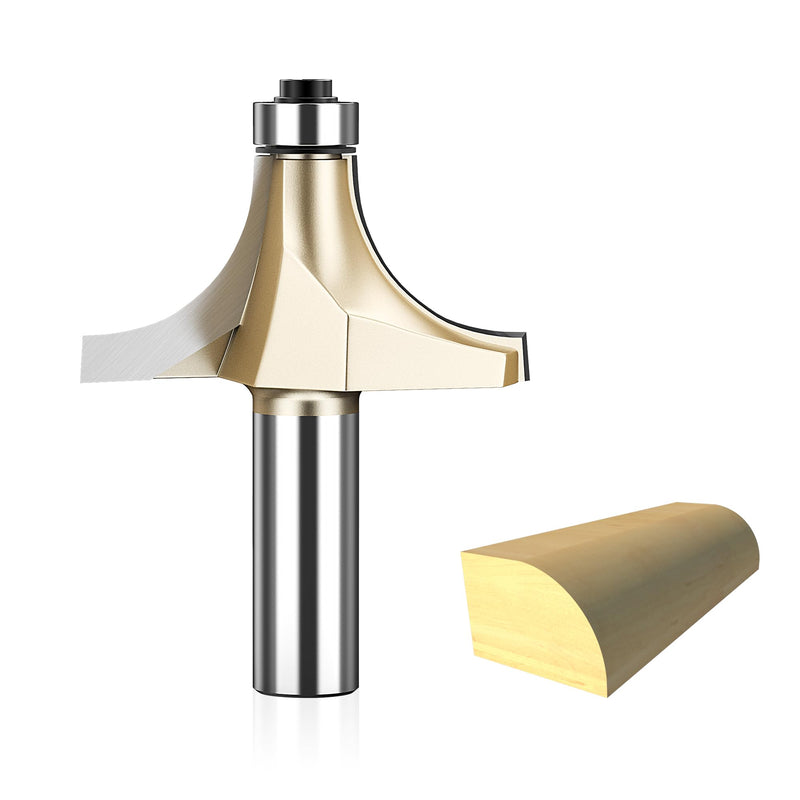HUHAO Roundover Router Bit,1/2" Shank,3/4-Inch Radius Round Over Edge Forming Router Bit CNC Router Bits for Round Edging, Cabinet Edges Radius 3/4"- Shank 1/2"