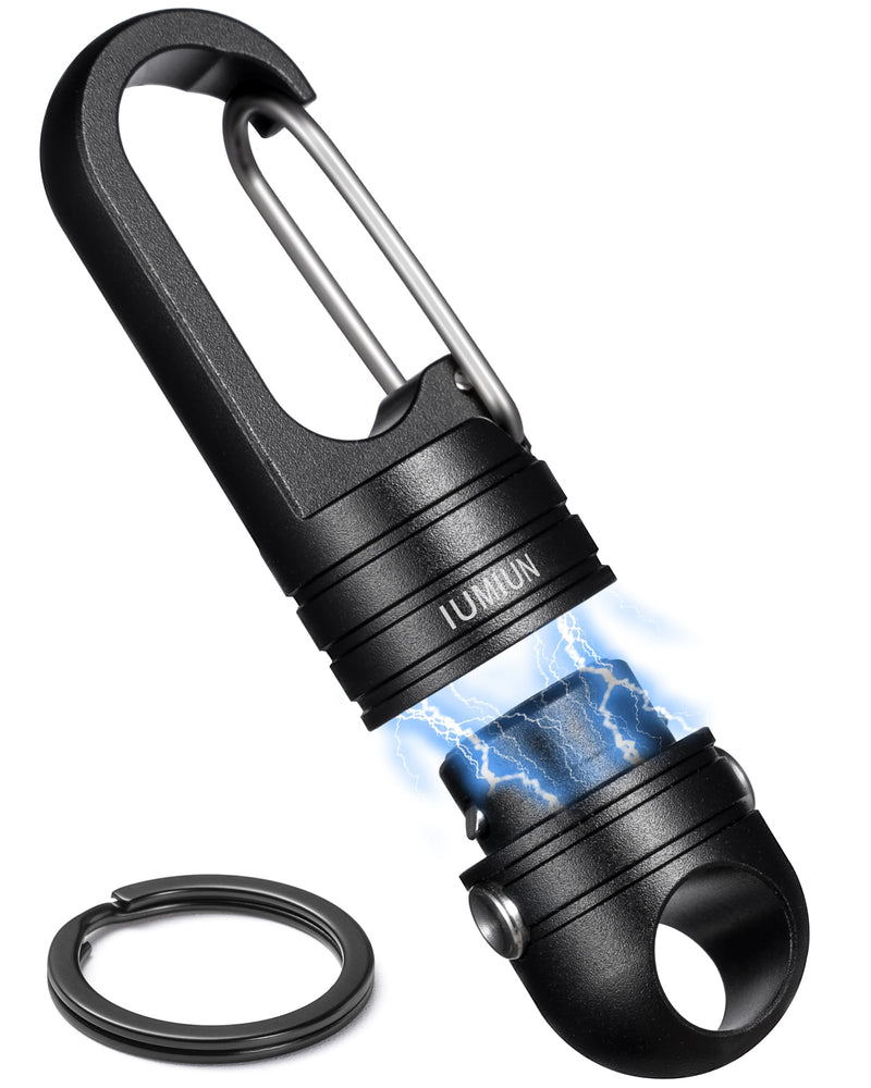 Small Magnetic Quick Release Keychain with Spring Key Clip and Key Ring-2 Button Lock System Black 1 Pack