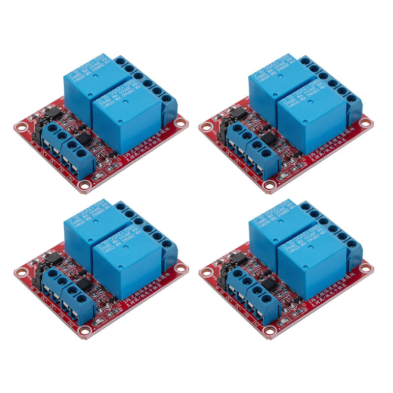 4PCS DC 12V 2 Channel Relay Module with Isolated Optocoupler Supports High and Low Level H/L Level Trigger Module Triggered