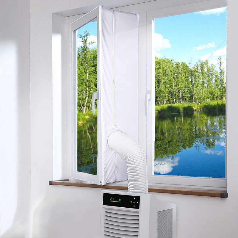 400CM(157") Window Seal Kit, Casement AC Window Vent Seal Kit, 100% Sealing Effect Waterproof Window Seal Kit, Easy Installation, Fit for Single&Dual Hose 1~6in Portable Air Conditioner, Tumbler Dryer White-4M(157")