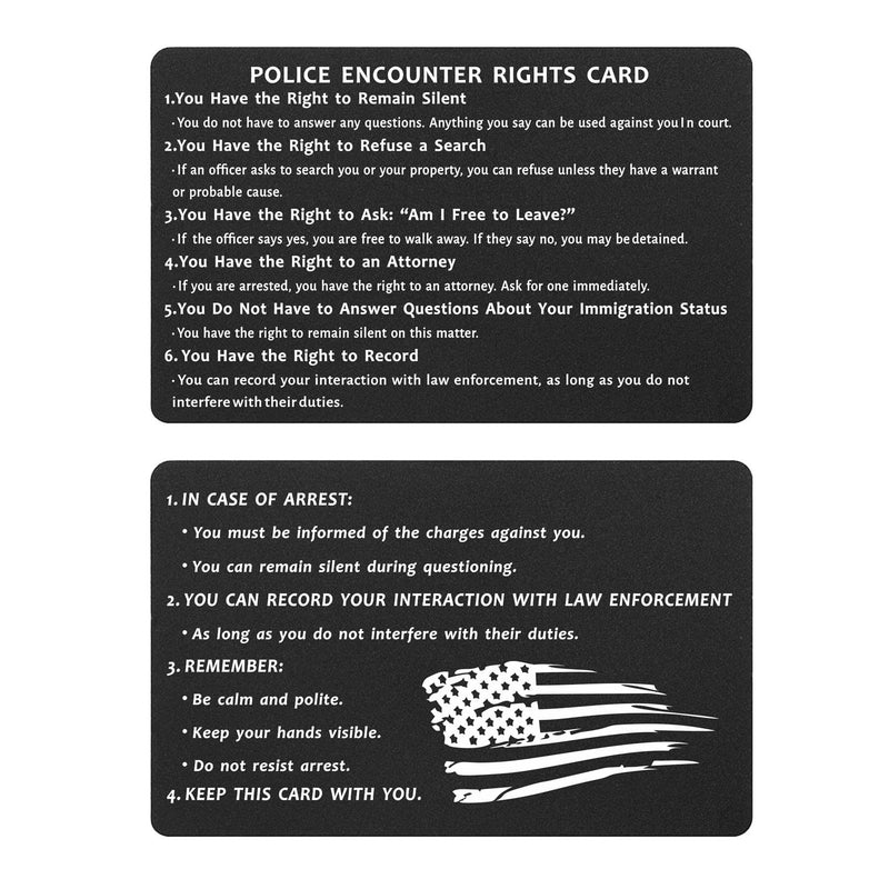 ABNTY Police Encounter Rights Card - Legal Rights Reminder for Immigrants & Citizens | Know Your Rights | Right to Remain Silent, Refuse Search, Record Police Interactions