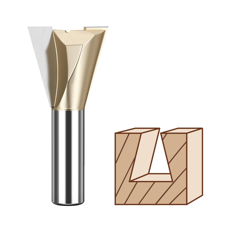 HUHAO 1/2 Inch Shank Dovetail Router Bit,1-1/4" Dia Half-Blind & Through Dovetail Bits Carbide Wood Joints Cutter Tool for Making Boxes Drawers Chests 1/2*1-1/4