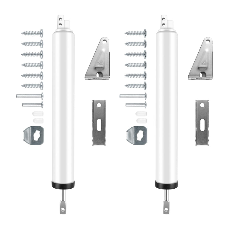 2 PCS Screen and Storm Door Closer Kit, Heavy Duty Pneumatic Screen and Storm Door Closer, Screen and Storm Door Push Button Latch Set Replacement Kit, Adjust Smooth Closing Speed (White) 2 PCS White