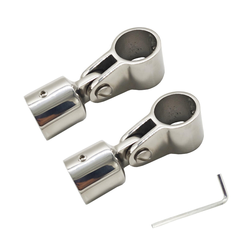 2 Pairs 1" Bimini Top Hardware Kit - Jaw Slide Eye End Cap for 25.5mm Round Tube - 316 Stainless Steel Marine Grade Hinge Rail Mount with L Hex Key - Boat Fittings Accessories