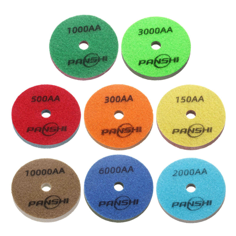 HARFINGTON Diamond Sponge Polishing Pads Set 4" Dia Emery Sand Fiber Polishing Pad Wet Use Buffing Pad for Stone Concrete Marble Grinder Polisher Buffing Wheel, Multicolor