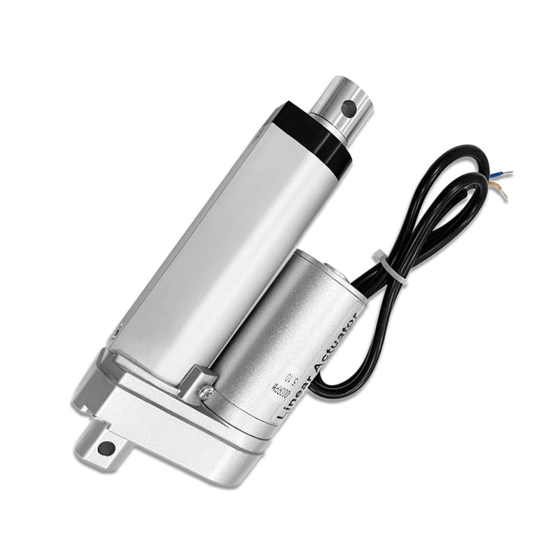 2" Inch (50mm) Stroke 12V Electric Linear Actuator 225lbs (1000N) Load Capacity 10mm/s IP55 Waterproof Silver Aluminum 2" 1