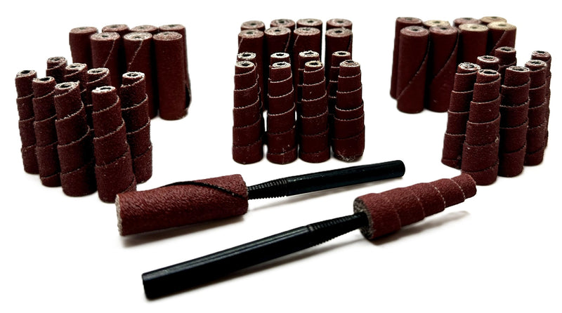 50 Piece Abrasive Sanding Cartridge Spiral Roll Sander Kit, Mini Cone & Cylinder Kit for Metal, Wood, Stainless, Fiberglass, Welds, Engine Porting – Die Grinder & Rotary Tool Accessories