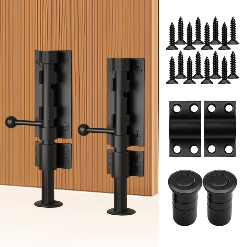 2 Pack 6.3" Slide Bolt Gate Latches | 304 Stainless Steel Sliding Gate Lock with Padlock Hole Heavy Duty Shed Door Latch Security Lock for Barn, Wooden Fence