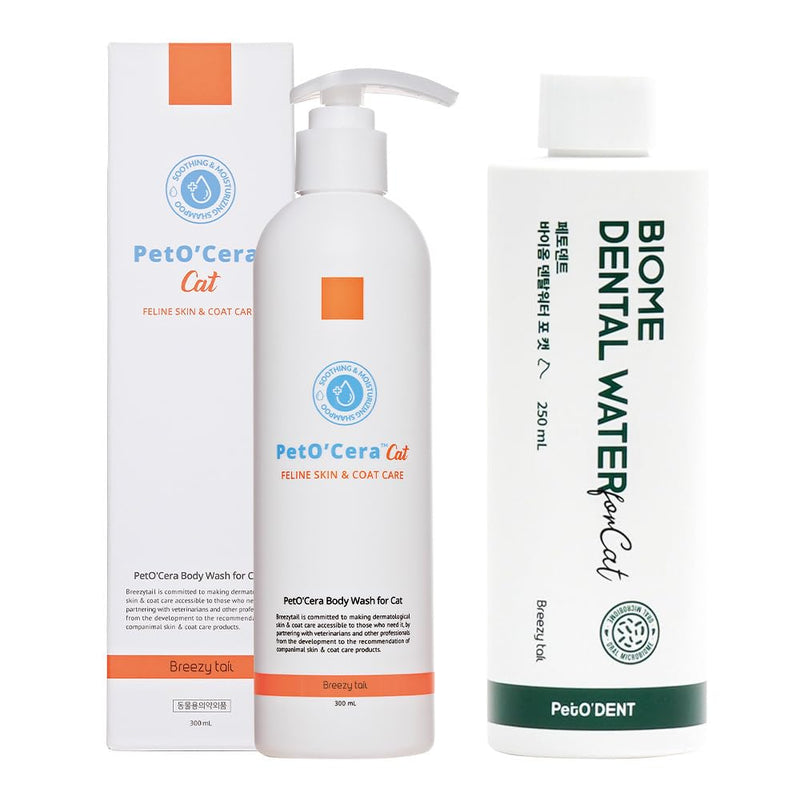 PetO’Cera Cat Care Bundle | Hypoallergenic Shampoo & Conditioner + PetO'Dent Dental Water Additive | Moisturizing, Soothing & Veterinarian Approved | Complete Cat Skin, Coat & Oral Health Solution - NewNest Australia