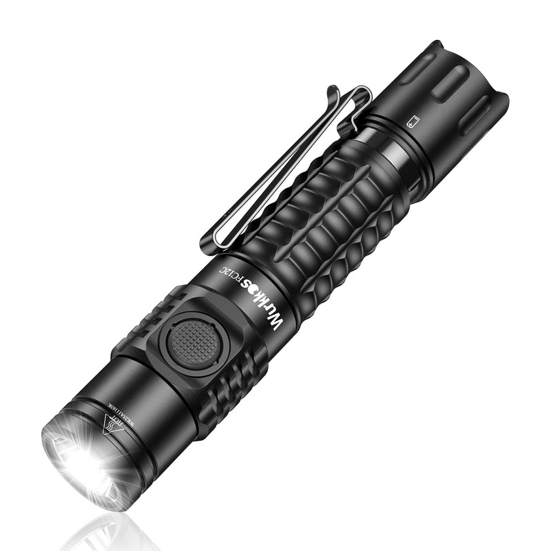Wurkkos FC12C Tactical Flashlight 1600 High Lumens, USB-C Rechargeable LED Flashlights, 332M Long Throw Flash Light, IP68 Waterproof, Dual Switches and Constant Current Circuit for Home Camping Hiking Black