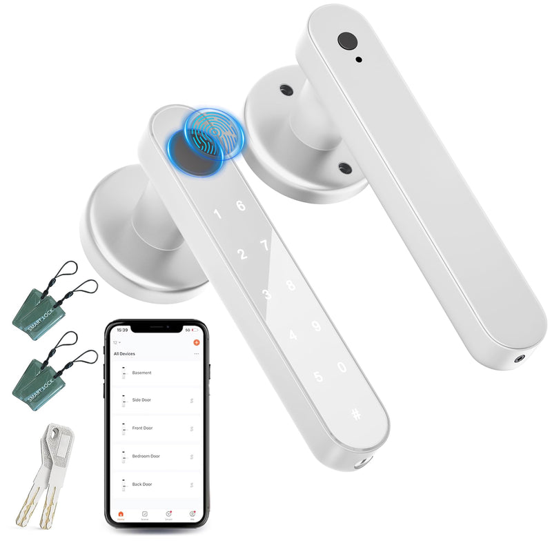 Fingerprint Door Lock,Smart Door Knob,Biometric Door Knob with Smart APP Keyless Entry Door Lock with Tuya for Home/Bedroom/Office/Apartment/Airbnb Siver Silver Upgraded