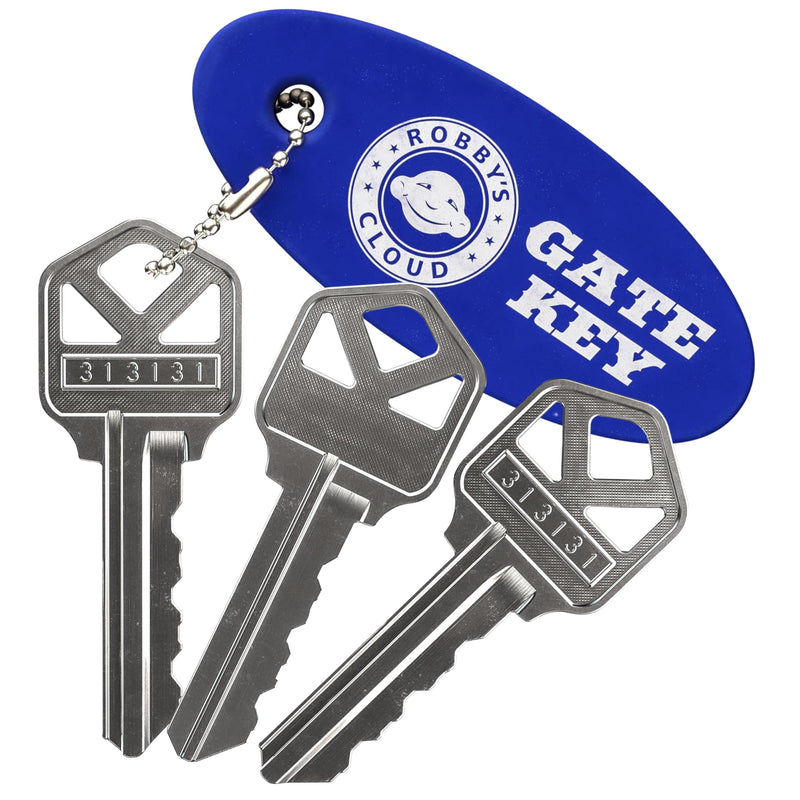 Key Replacement for Magna Latch Series 3 with Forward Facing Keyhole (New Style) - Key 313131 for Lokklatch & MagnaLatch Pool Gate Models with Robby's Cloud Key Float Keychain (3 Pack) Magna Latch Series 3 Key