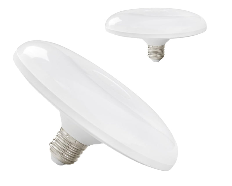 LUXON 15W UFO Radar Motion Sensor Ceiling Light Bulbs,5.9 Inch Dusk to Dawn LED Bulb (100W Equ.),Indoor Outdoor Auto On/Off E26 Base Soft White for Front Door,Porch,Garage,Security,Pack of 2.