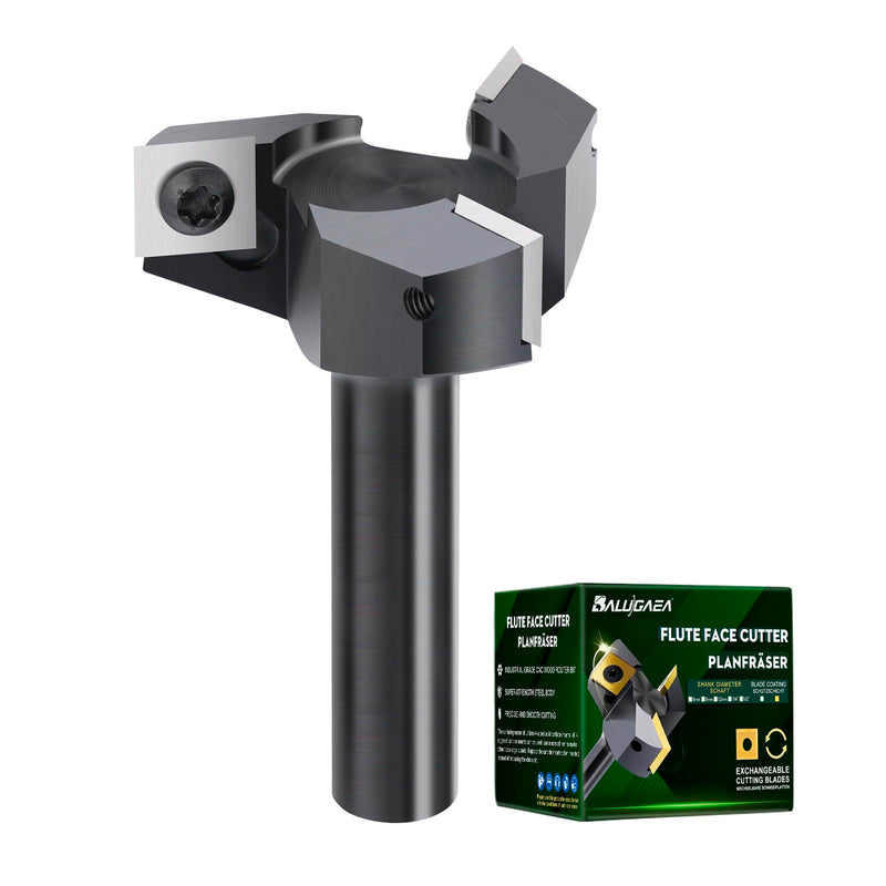Slab Flattening Router Bits 1/2'' Shank, 2'' Cutting Diameter | 3 Wings, Spoilboard Surfacing Router Bit with 12mm Insert Wood Planing Bit CNC Router Flattening Bit for Woodworking Tools None Coated 1/2" Shank-2" Cut Dia. (3 Inserts)